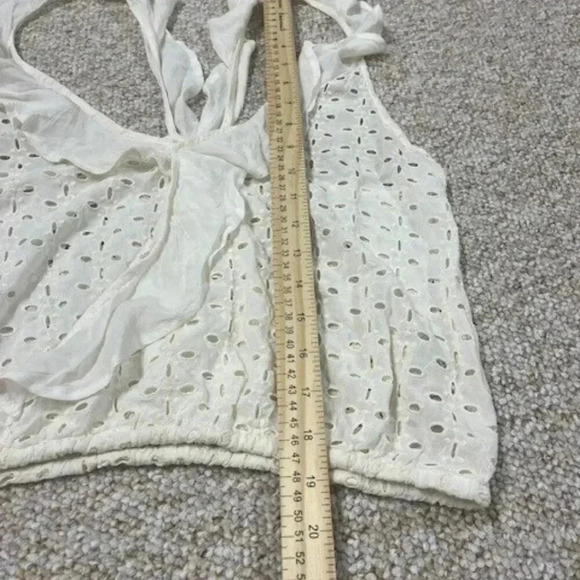 Free Pople Eyelet Tank Top with Ruffle Sleeves Crisscross front Size XS - Picture 7 of 8